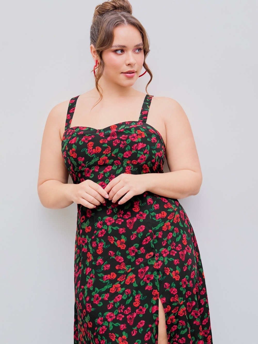 Cider Black Slip Dress with Floral Print - Picture 5 of 5
